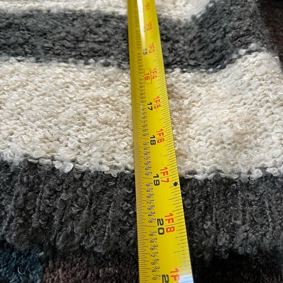 803-Gray and cream striped knitted long sleeve cardigan #loungewear #promesa - Picture 6 of 6